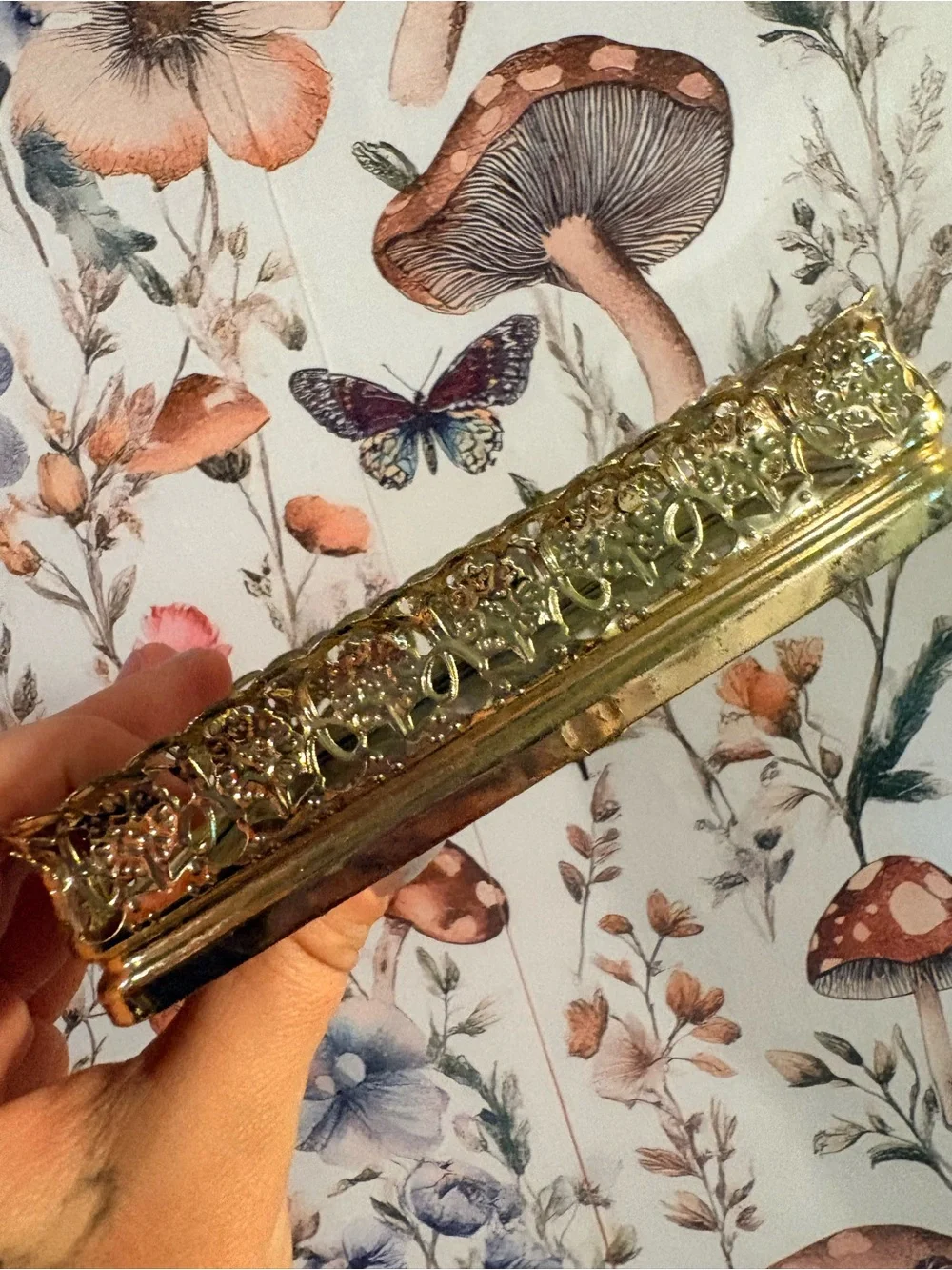 Gold metal Ornate Decorative Vanity Tray - mirrored